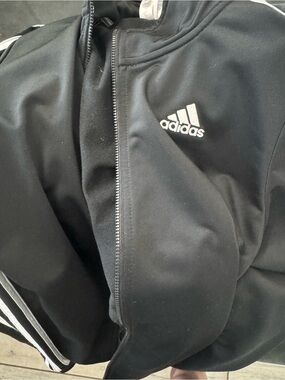 adidas Black Jacket with White Trim and Logo